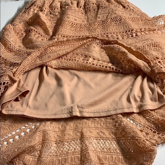 Anthro Solitaire Peach Lace Victorian modern Crocheted boho skirt ruffle hem new - Picture 9 of 10